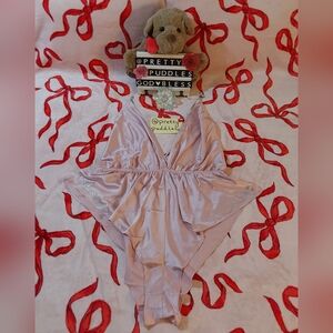 🎀 XXL Victoria's Secret 2024 Fashion Show Twinkle Bows Satin Flutter Romper 🎀